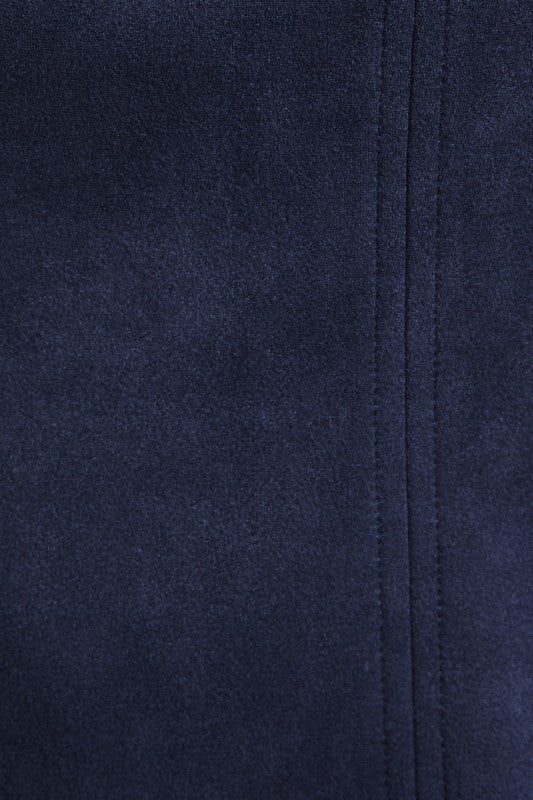 Sleeveless Navy Suede Dress