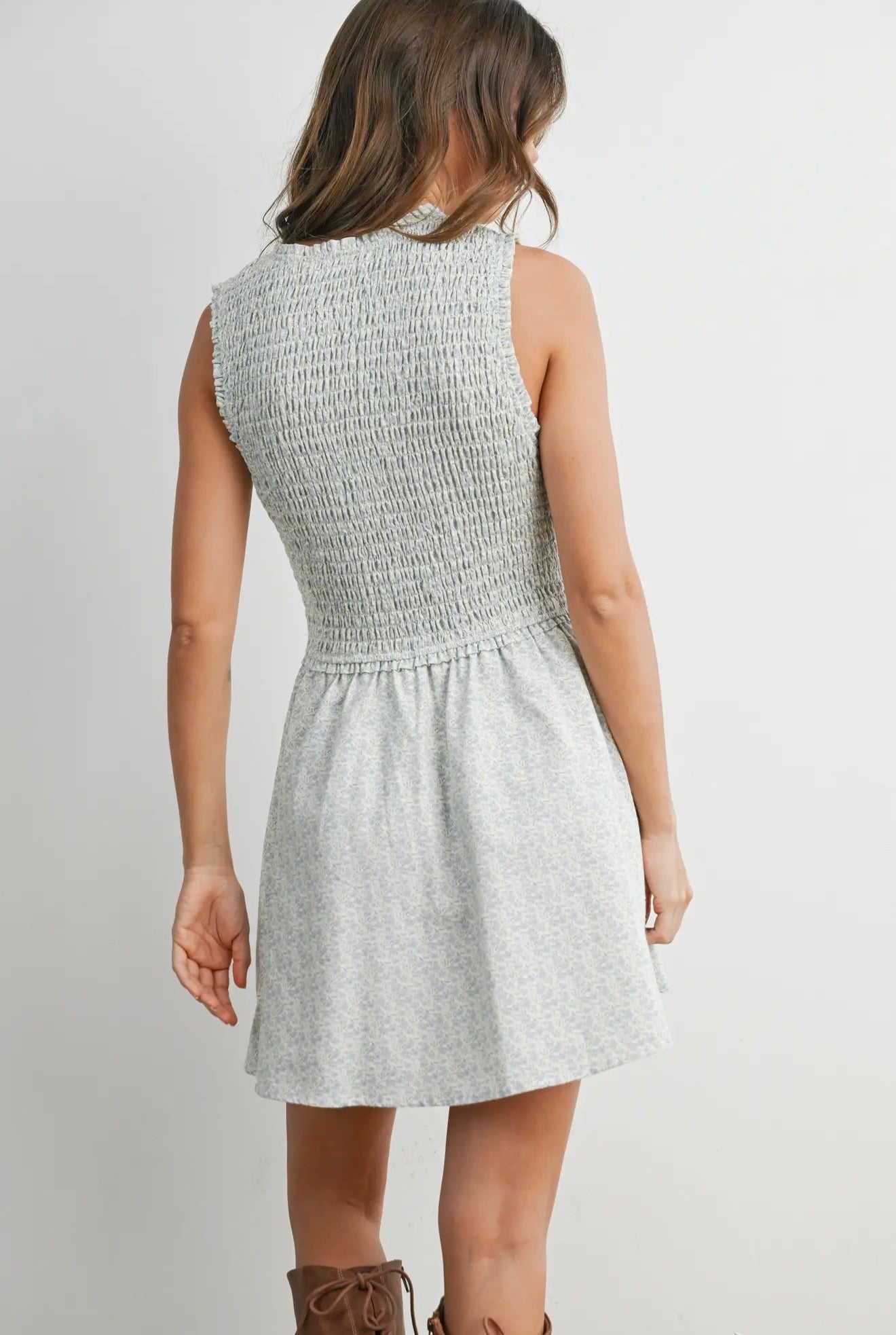 Ditsy Shirred Milkmaid Dress