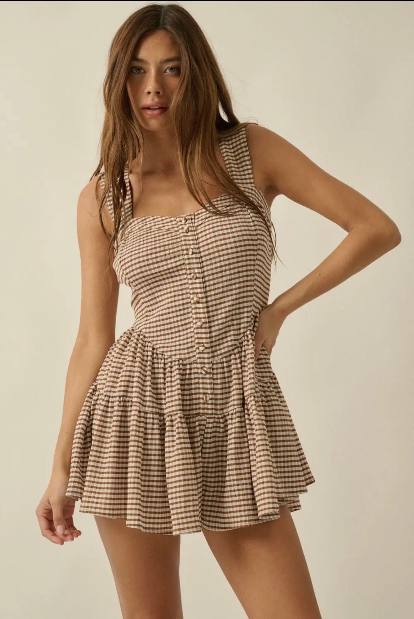 Gingham Ruffle Romper
