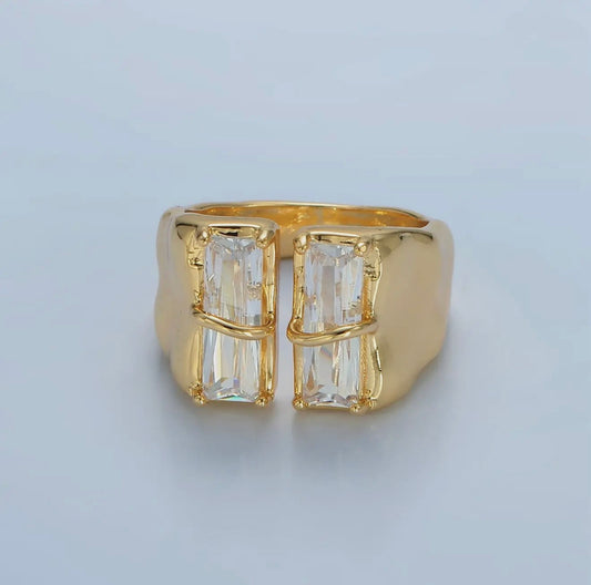 Gold Filled Double Baguette Wrap Ring