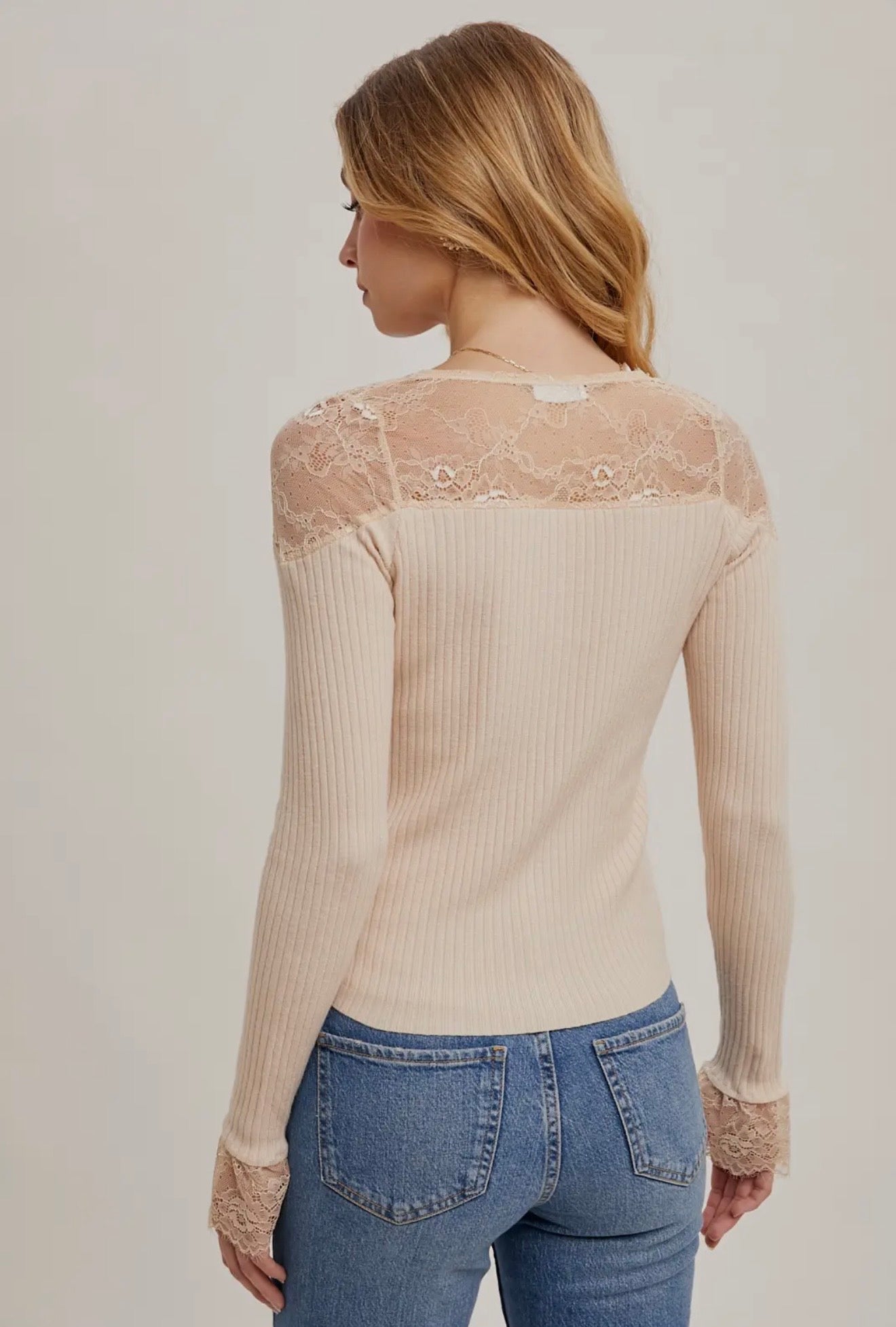 Lace Trimmed Button Down Top