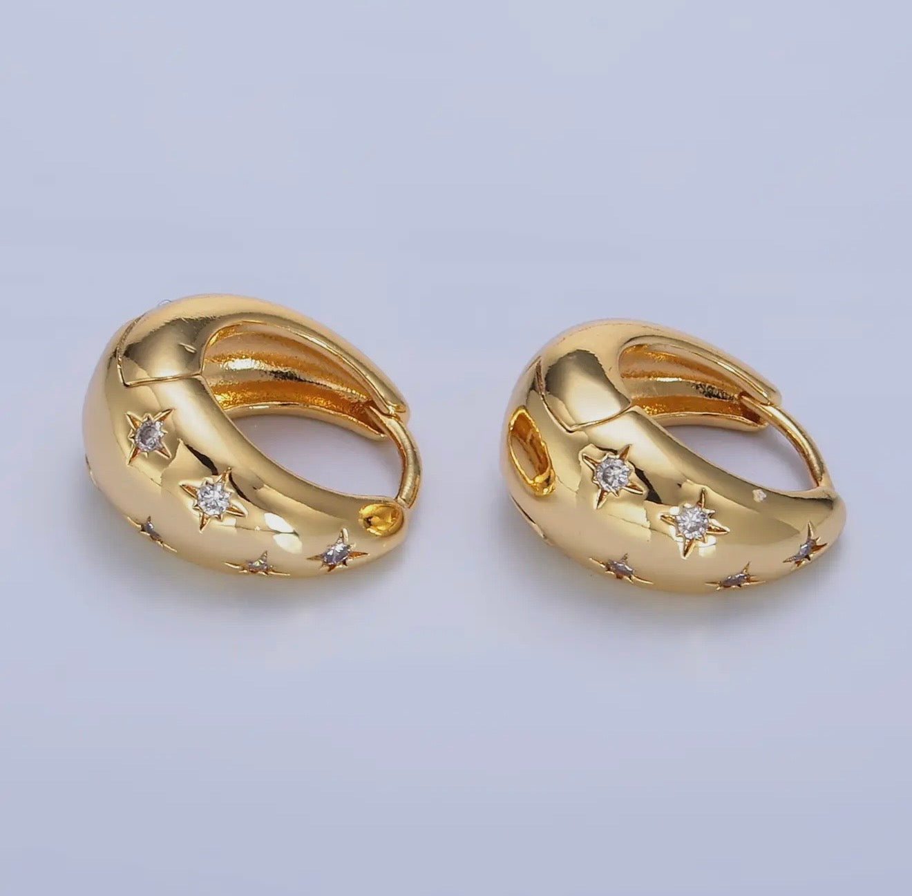 Minimalist Dome Gold Hoop Huggie Star Earring