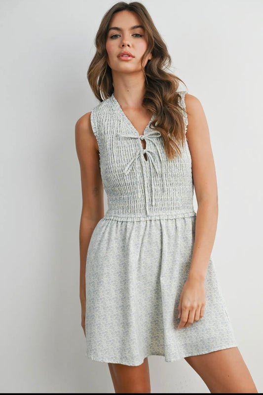 Ditsy Shirred Milkmaid Dress