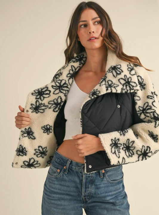 Cropped Floral Puffer